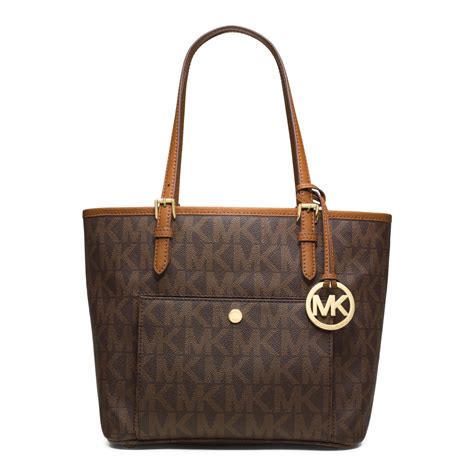 michael kors jet set logo medium travel tote brown|michael kors jet set duffle.